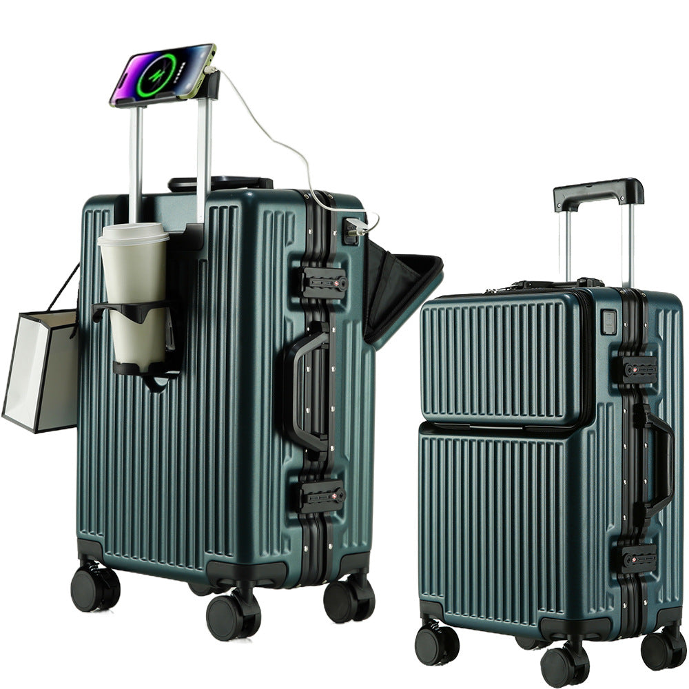 Suitcase Travel Luggage Trolley Front-Opening Large Capacity Aluminum Frame Carry-On Cabin Bag