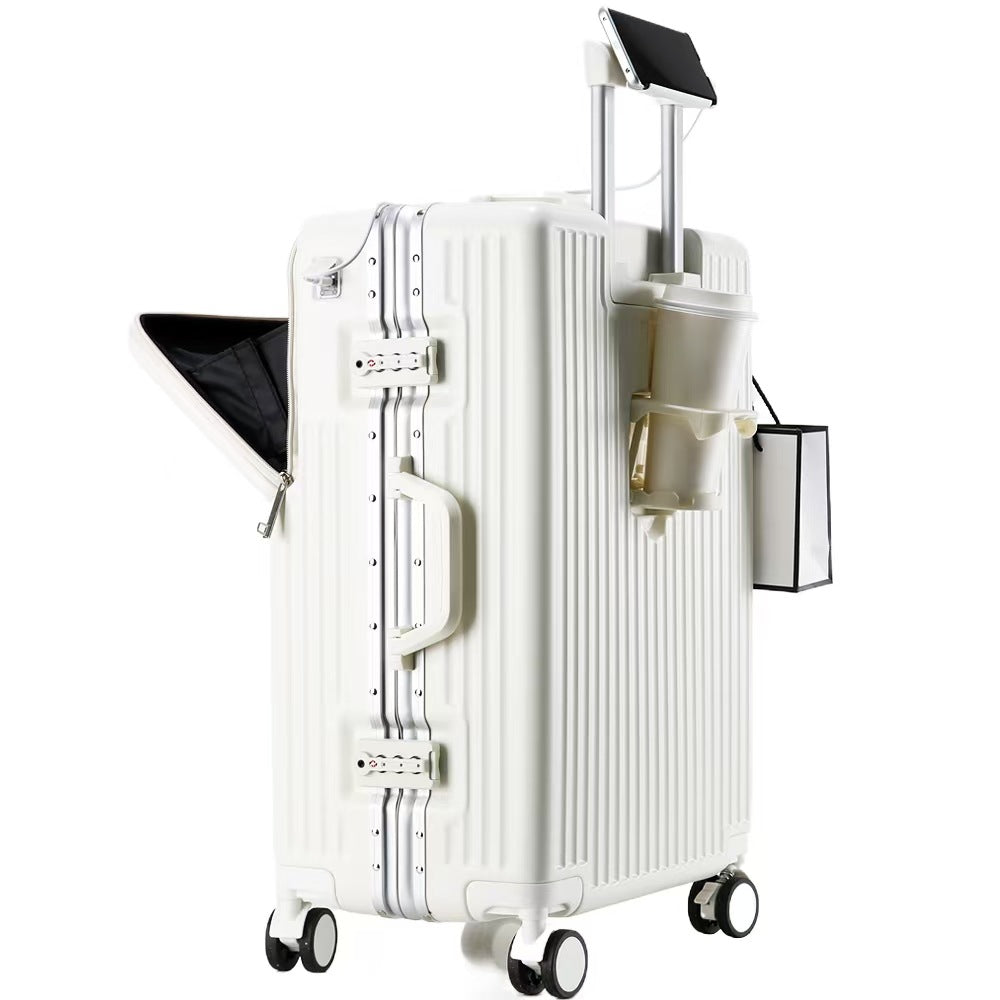 Suitcase Travel Luggage Trolley Front-Opening Large Capacity Aluminum Frame Carry-On Cabin Bag