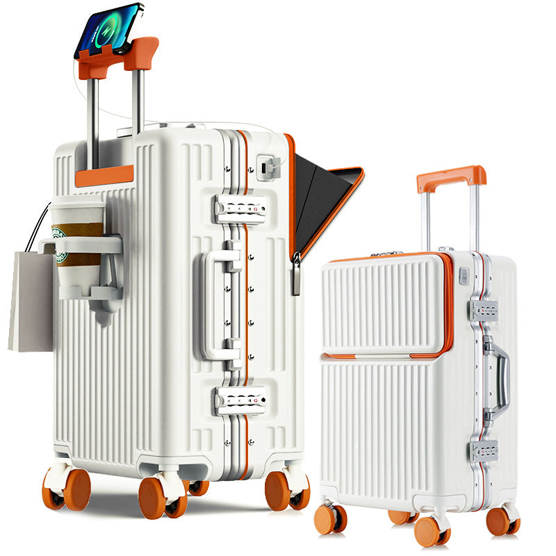 Suitcase Travel Luggage Trolley Front-Opening Large Capacity Aluminum Frame Carry-On Cabin Bag