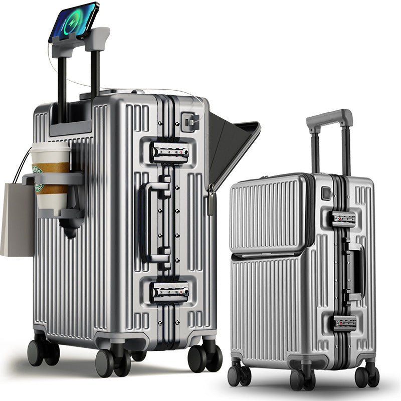 Suitcase Travel Luggage Trolley Front-Opening Large Capacity Aluminum Frame Carry-On Cabin Bag