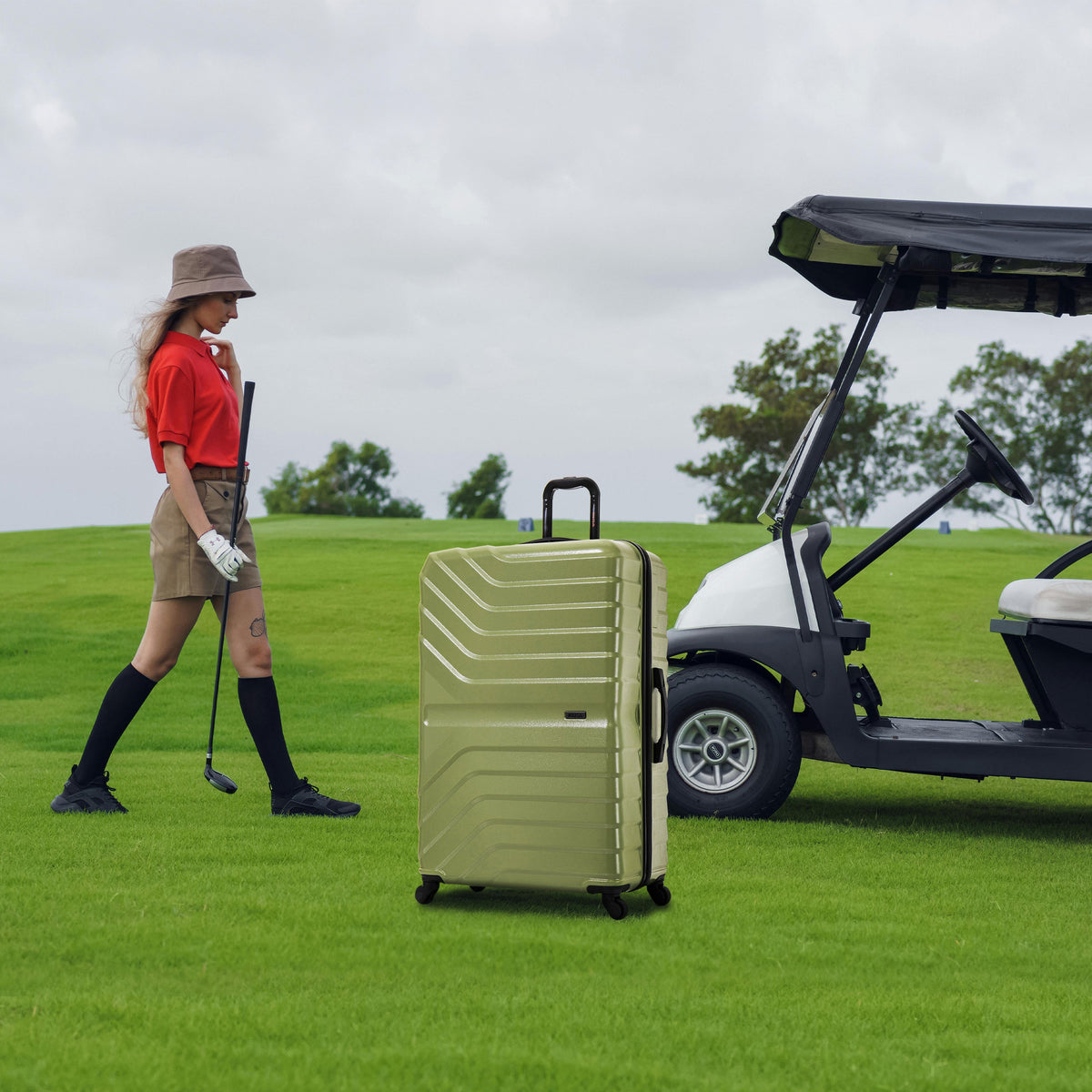 InUSA Aurum 24" Hardside Spinner Checked Suitcase