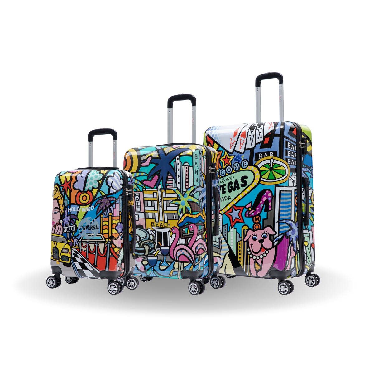 InUSA Prints 3-Piece Hardside Spinner Luggage Set