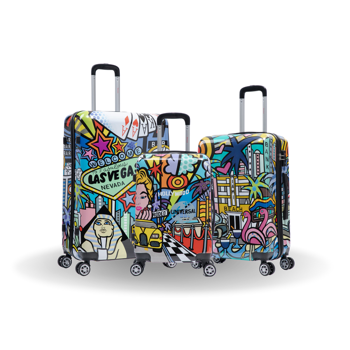 InUSA Prints 3-Piece Hardside Spinner Luggage Set