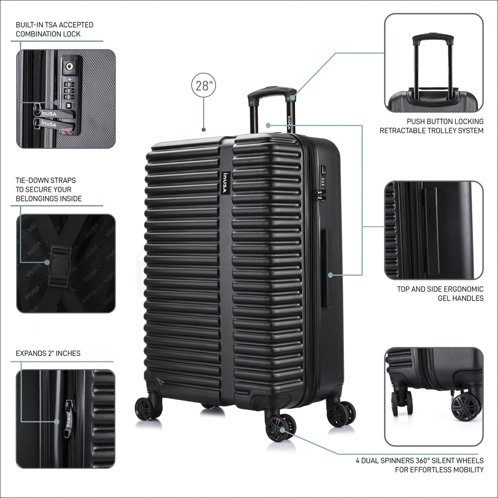 InUSA Ally 28" Hardside Spinner Checked Suitcase