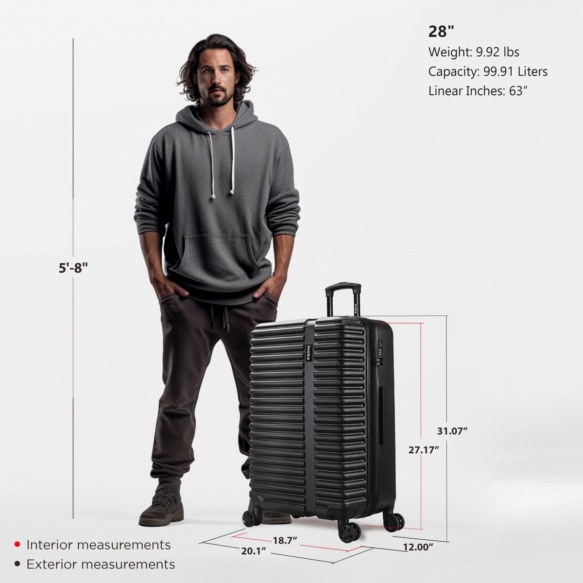 InUSA Ally 28" Hardside Spinner Checked Suitcase