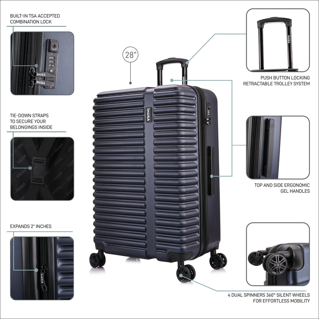 InUSA Ally 28" Hardside Spinner Checked Suitcase