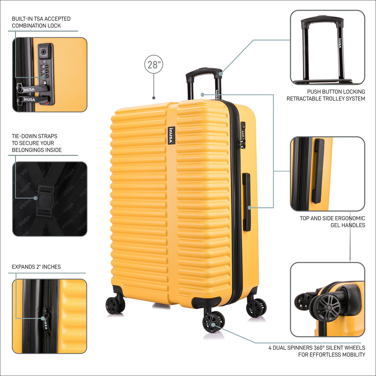 InUSA Ally 28" Hardside Spinner Checked Suitcase