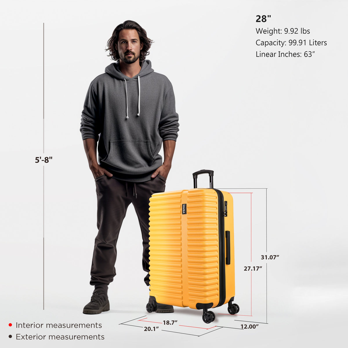InUSA Ally 28" Hardside Spinner Checked Suitcase