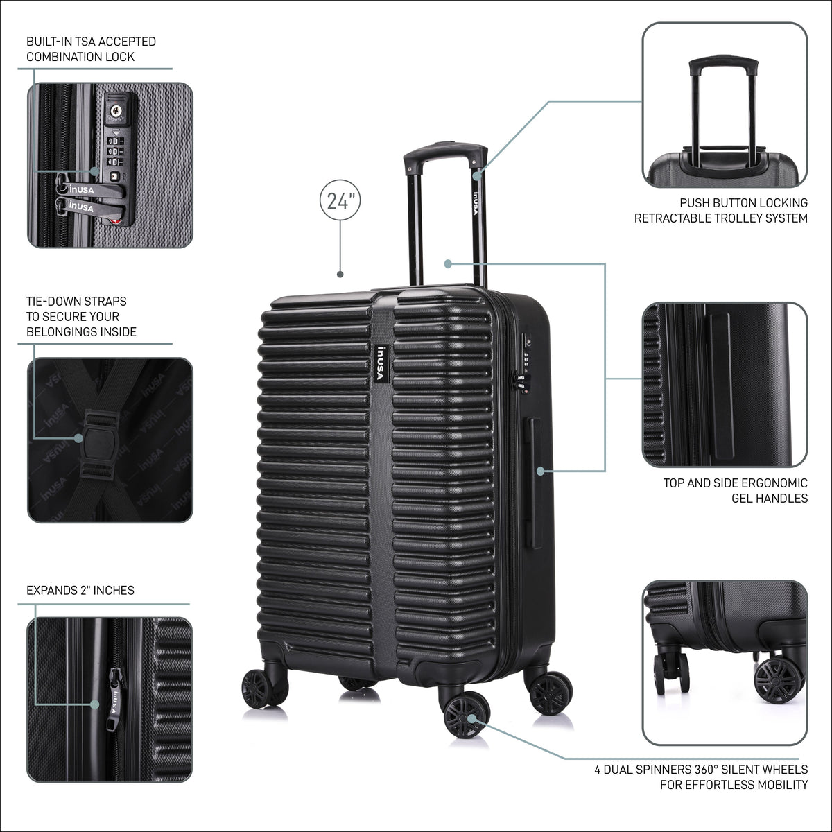 InUSA Ally 24" Hardside Checked Luggage