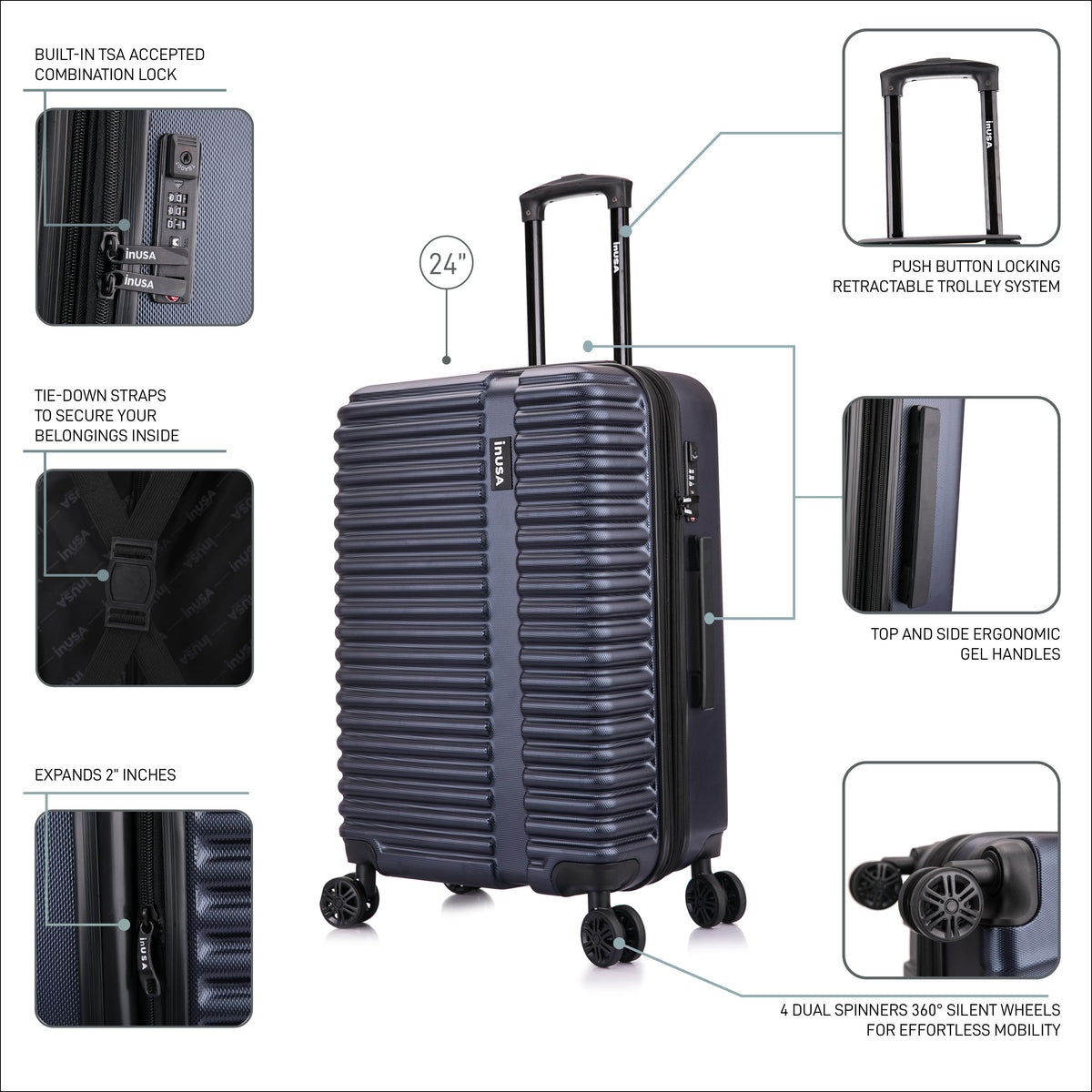InUSA Ally 24" Hardside Checked Luggage
