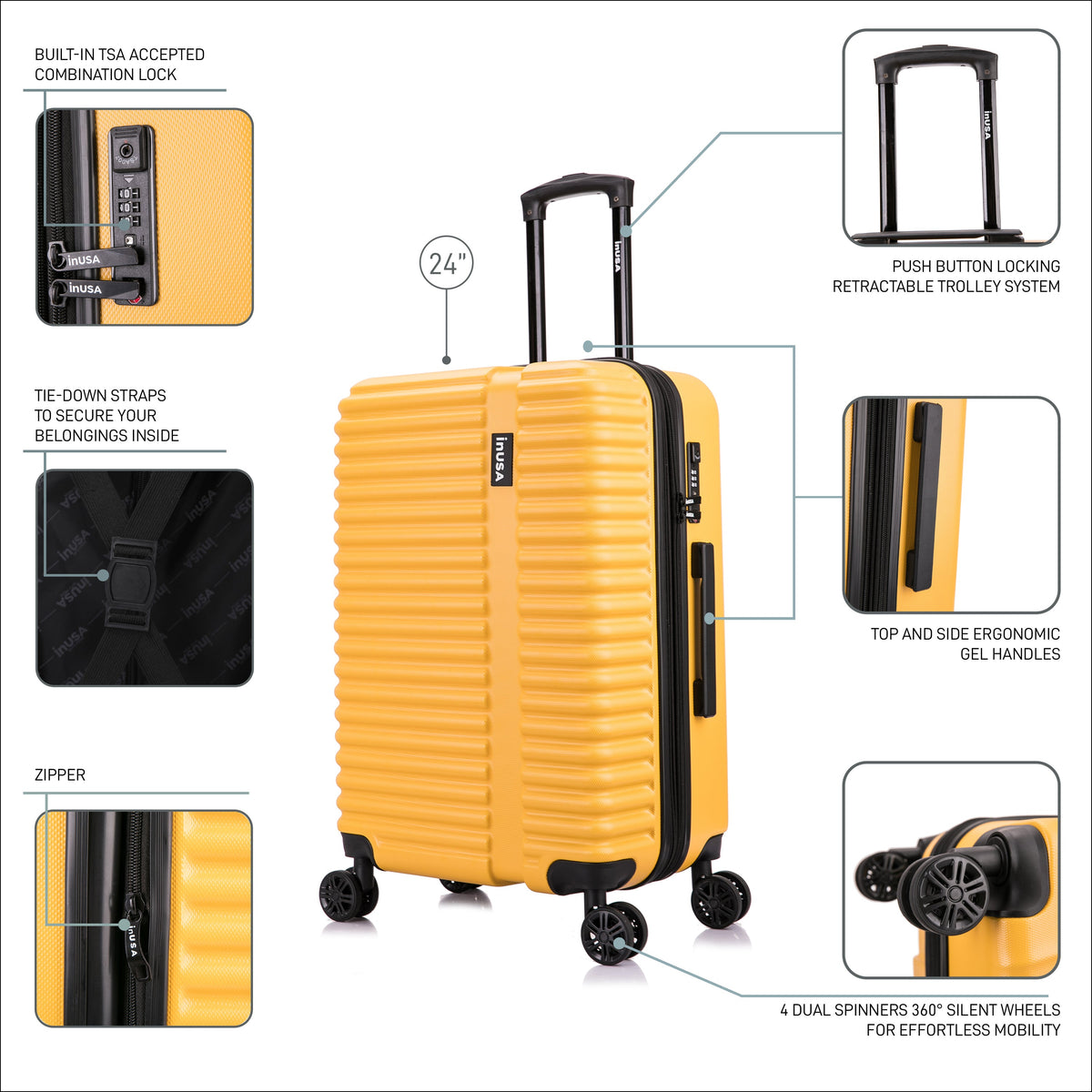 InUSA Ally 2-Piece Hardside Spinner Luggage Set