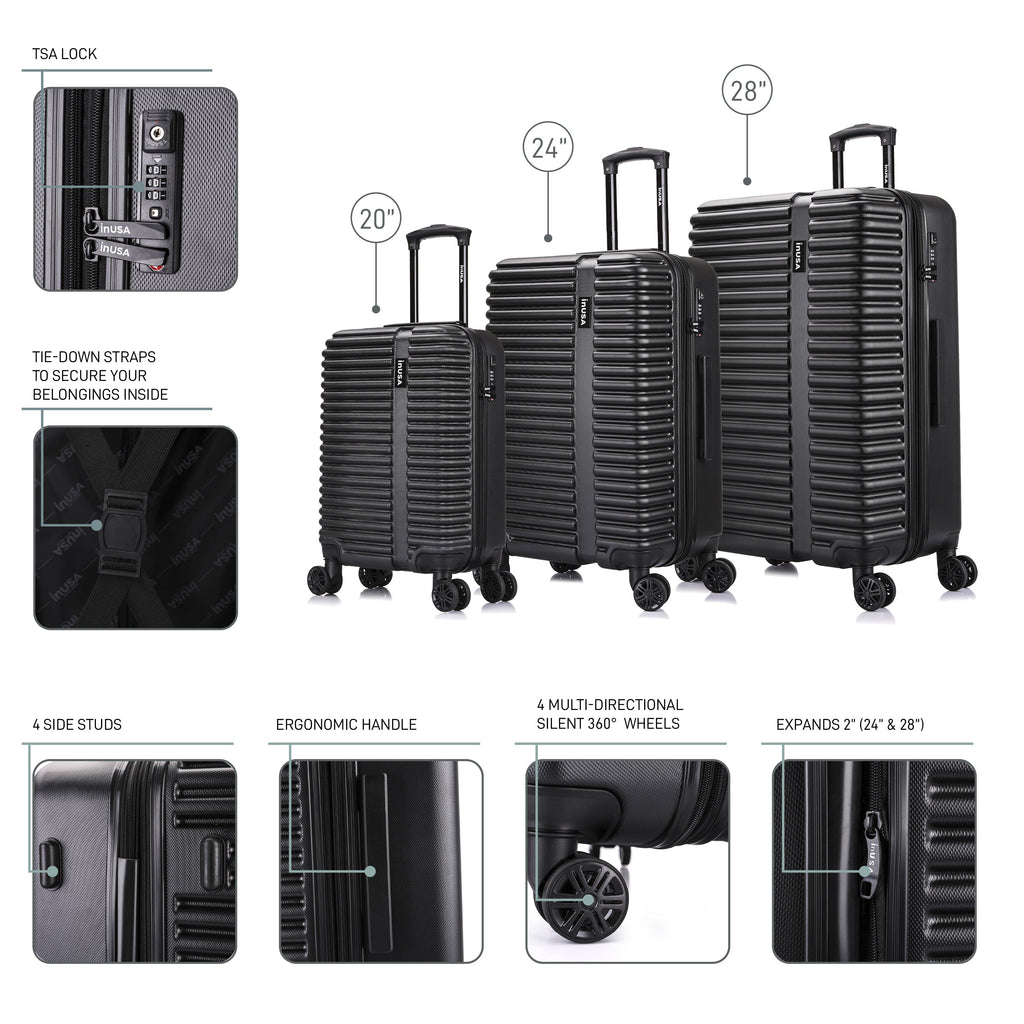 InUSA Ally 3-Piece Hardside Spinner Luggage Set