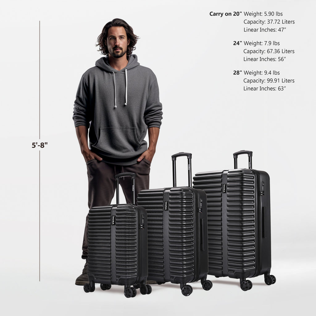 InUSA Ally 3-Piece Hardside Spinner Luggage Set