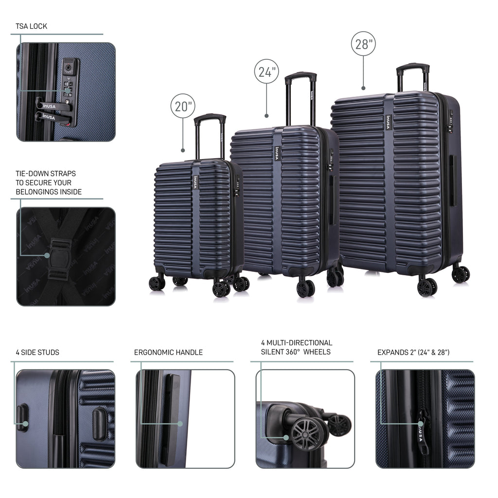InUSA Ally 3-Piece Hardside Spinner Luggage Set