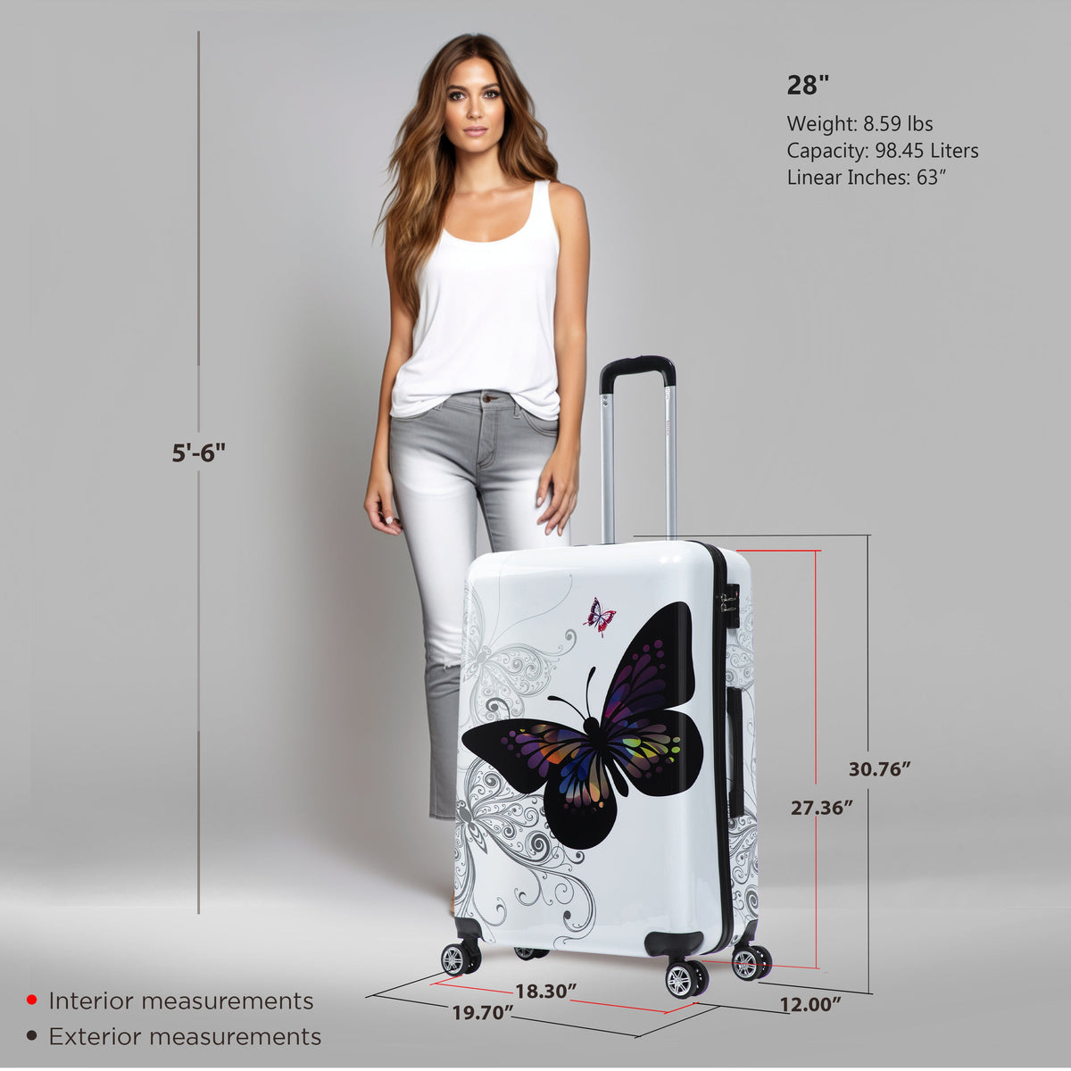 InUSA Prints 28-Inch Hardside Checked Suitcase