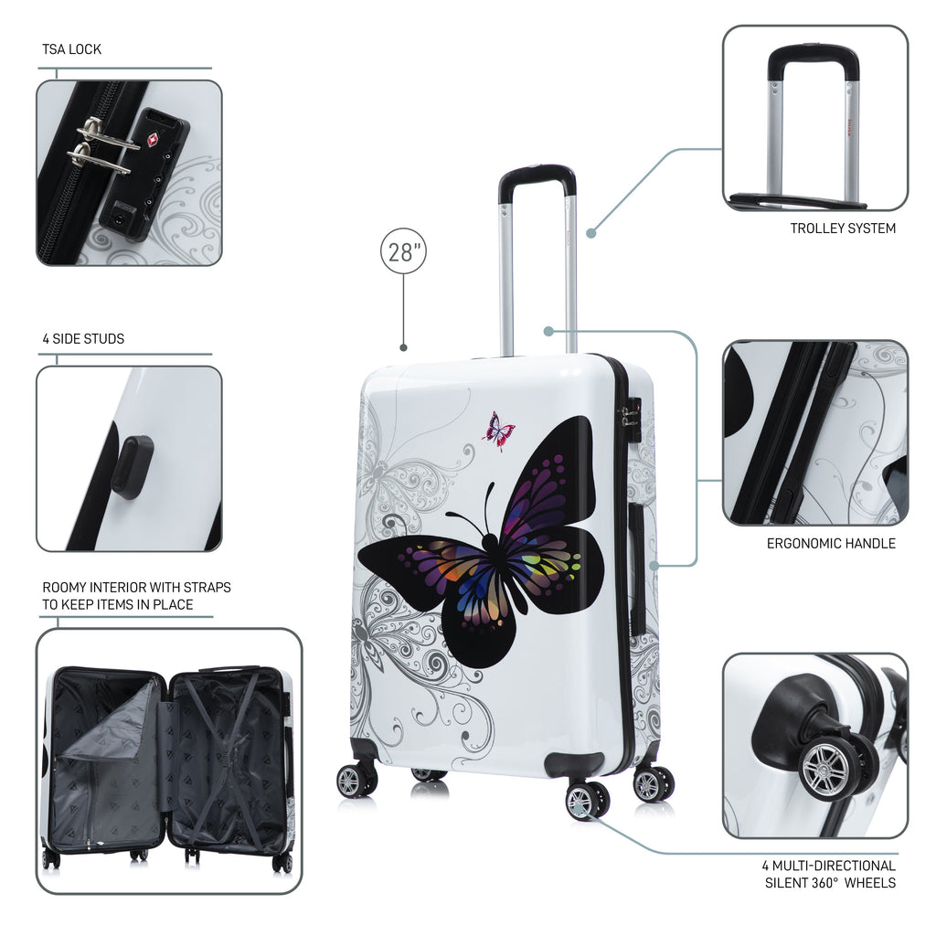 InUSA Prints 28-Inch Hardside Checked Suitcase