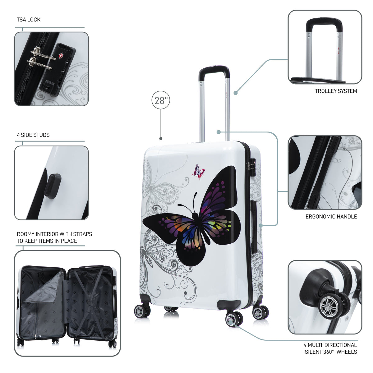 InUSA Prints 28-Inch Hardside Checked Suitcase