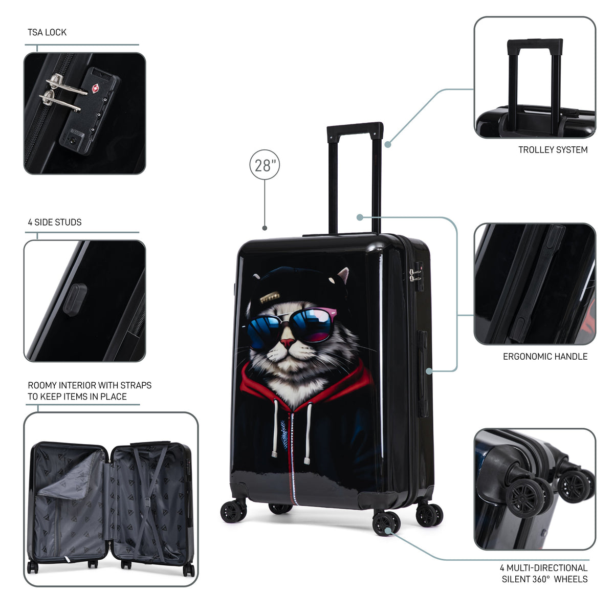 InUSA Prints 28-Inch Hardside Checked Suitcase
