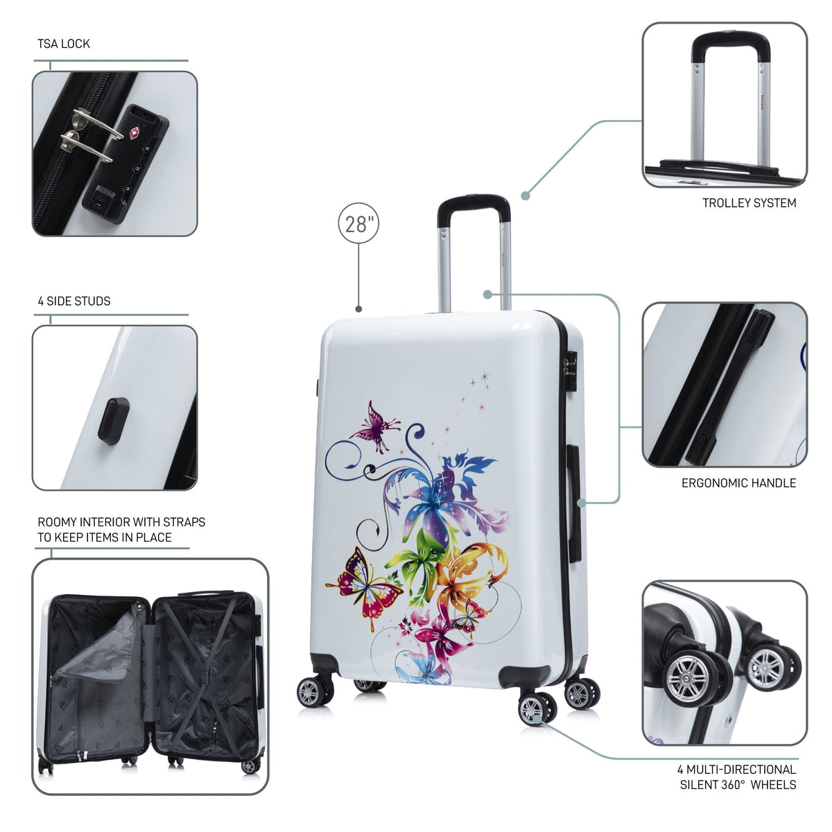 InUSA Prints 28-Inch Hardside Checked Suitcase