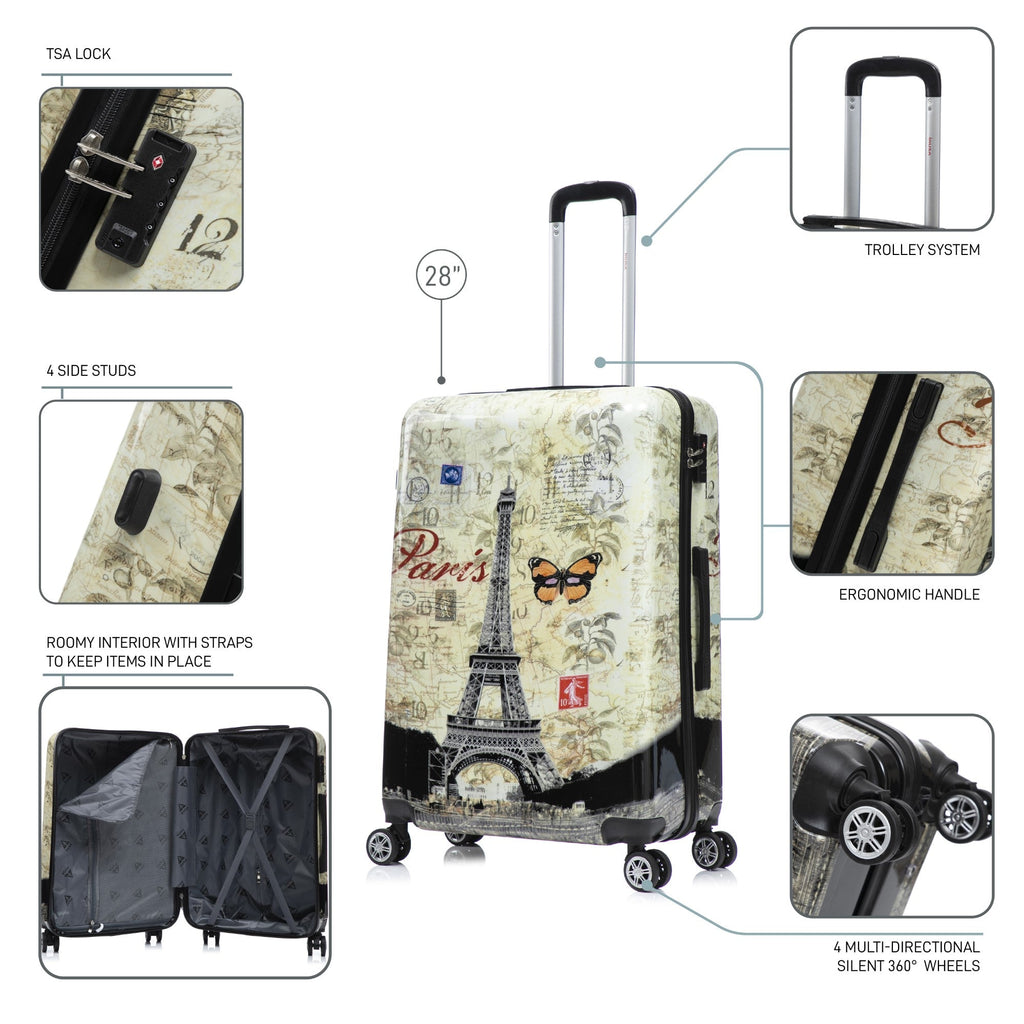 InUSA Prints 28-Inch Hardside Checked Suitcase