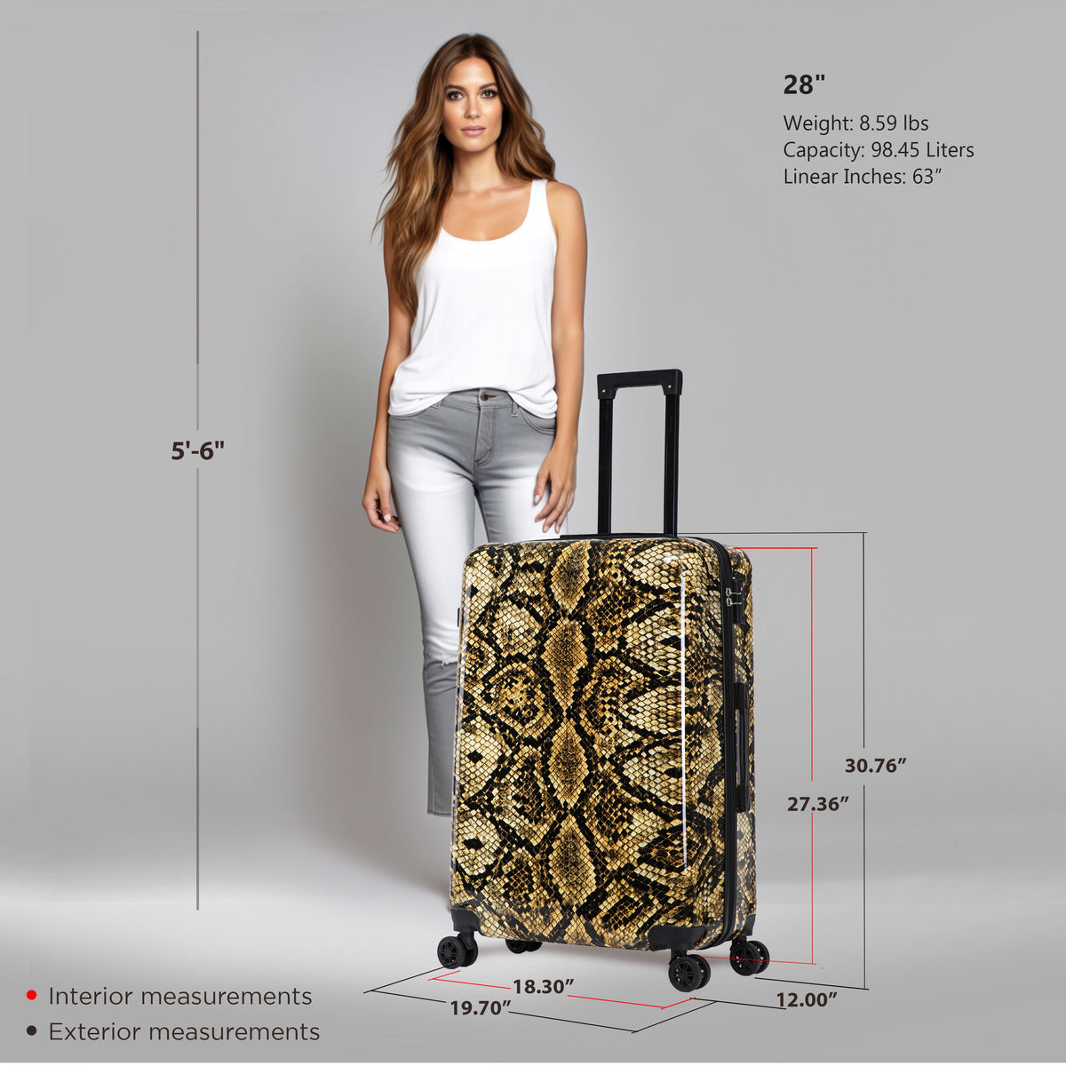 InUSA Prints 28-Inch Hardside Checked Suitcase