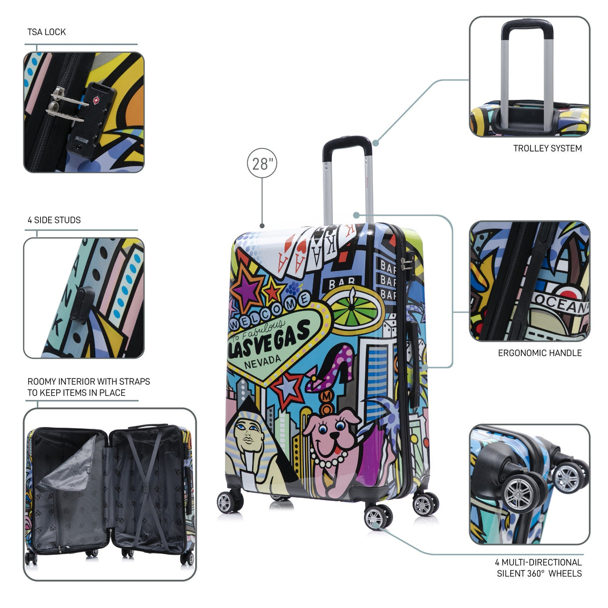 InUSA Prints 28-Inch Hardside Checked Suitcase