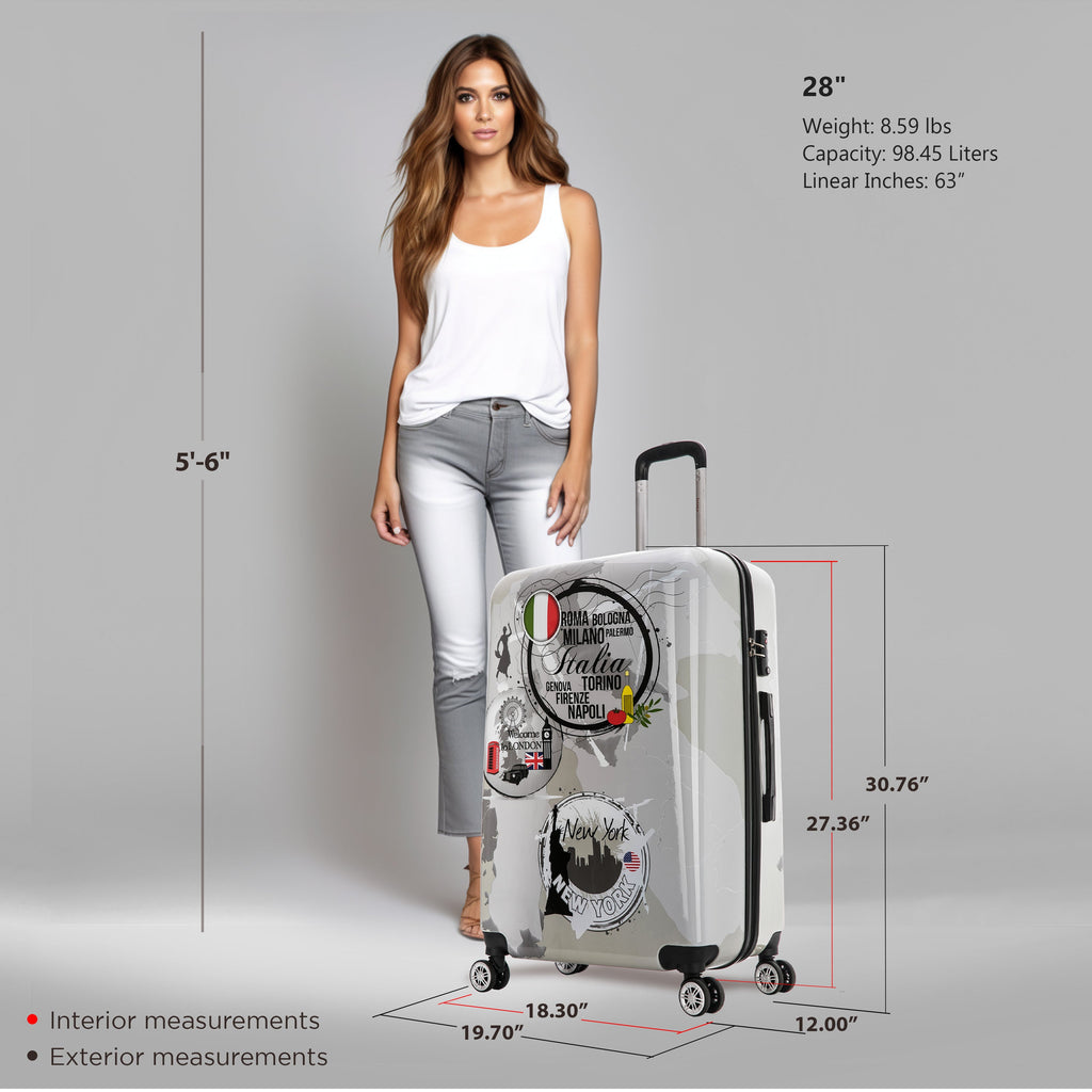 InUSA Prints 28-Inch Hardside Checked Suitcase