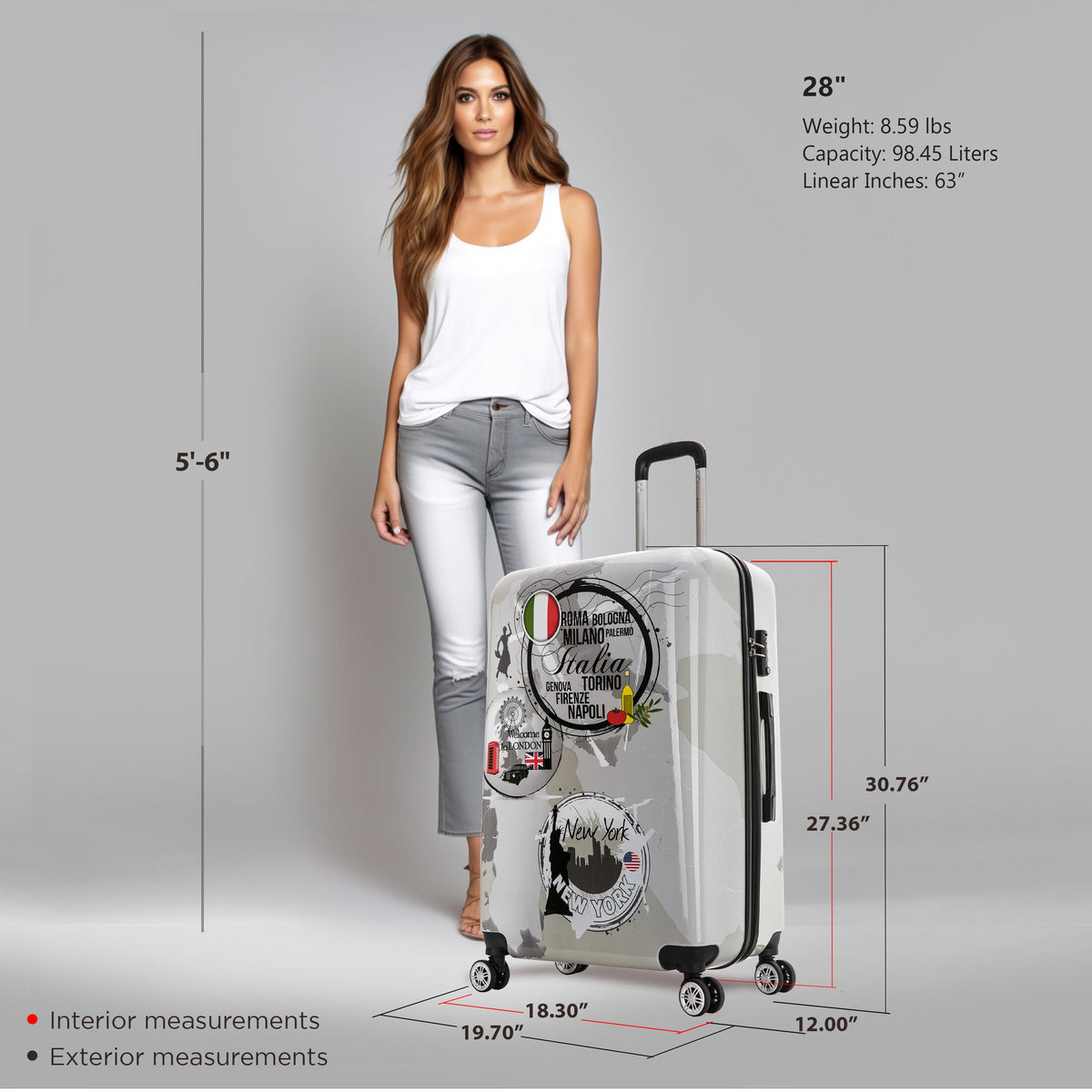 InUSA Prints 28-Inch Hardside Checked Suitcase