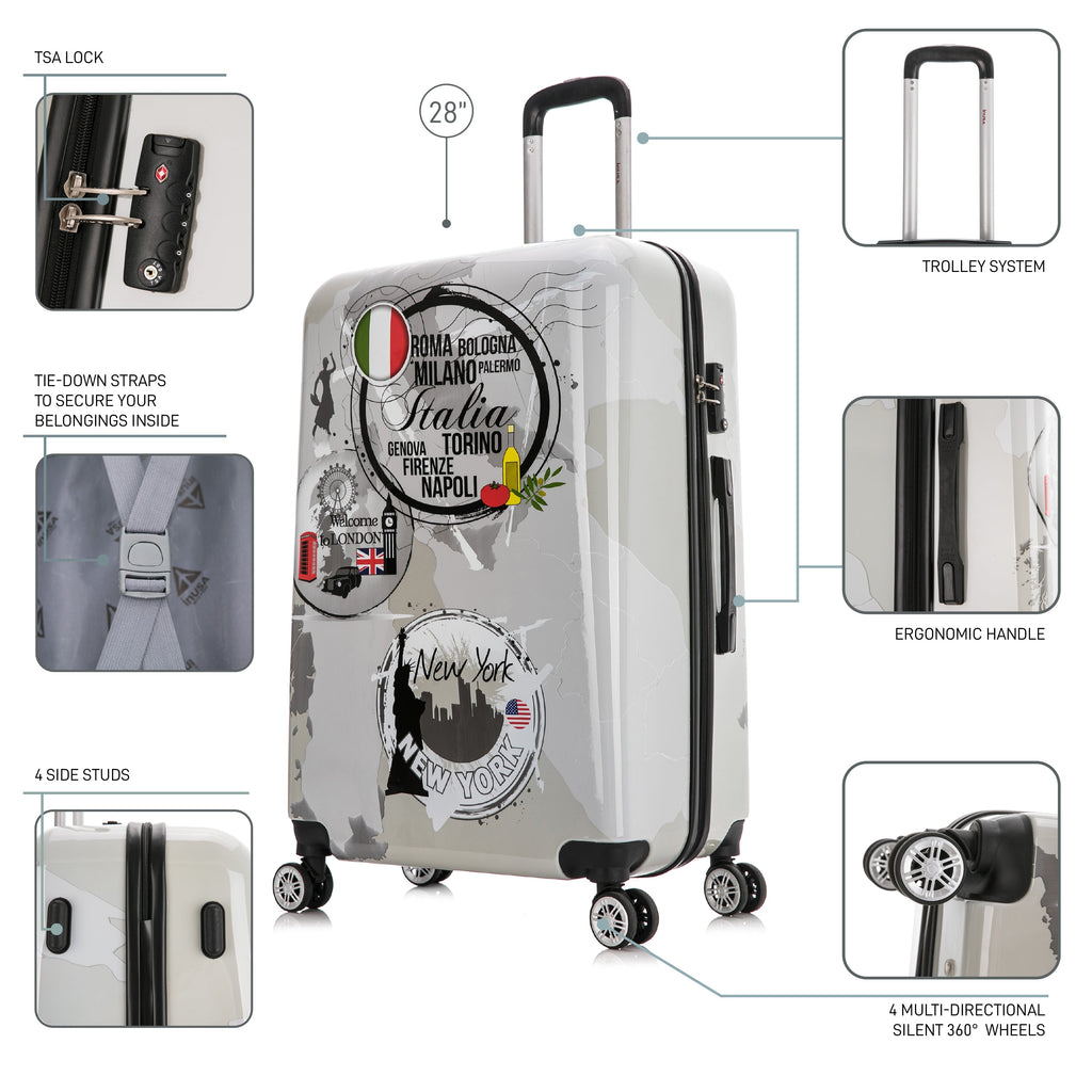 InUSA Prints 28-Inch Hardside Checked Suitcase