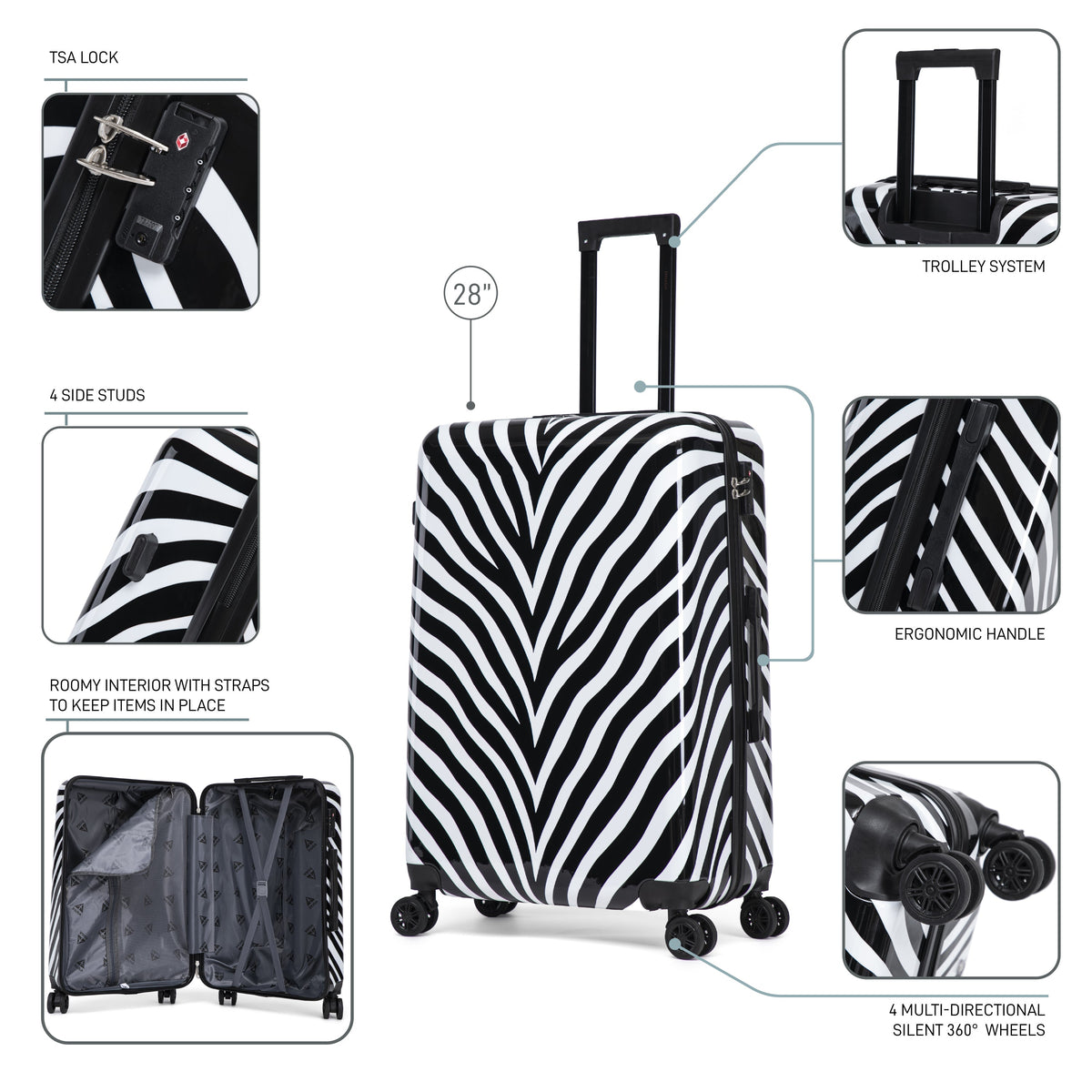 InUSA Prints 28-Inch Hardside Checked Suitcase