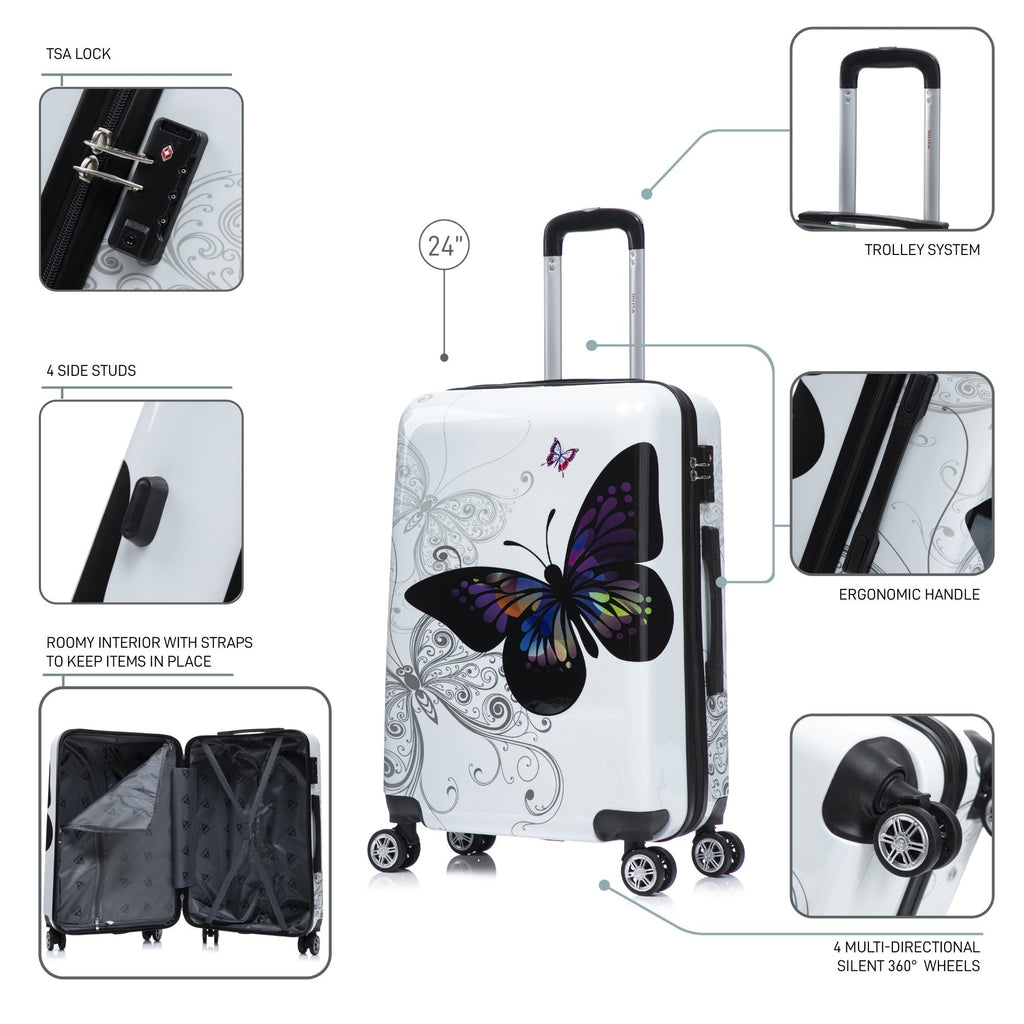 InUSA Prints 24" Hardside Spinner Checked Suitcase