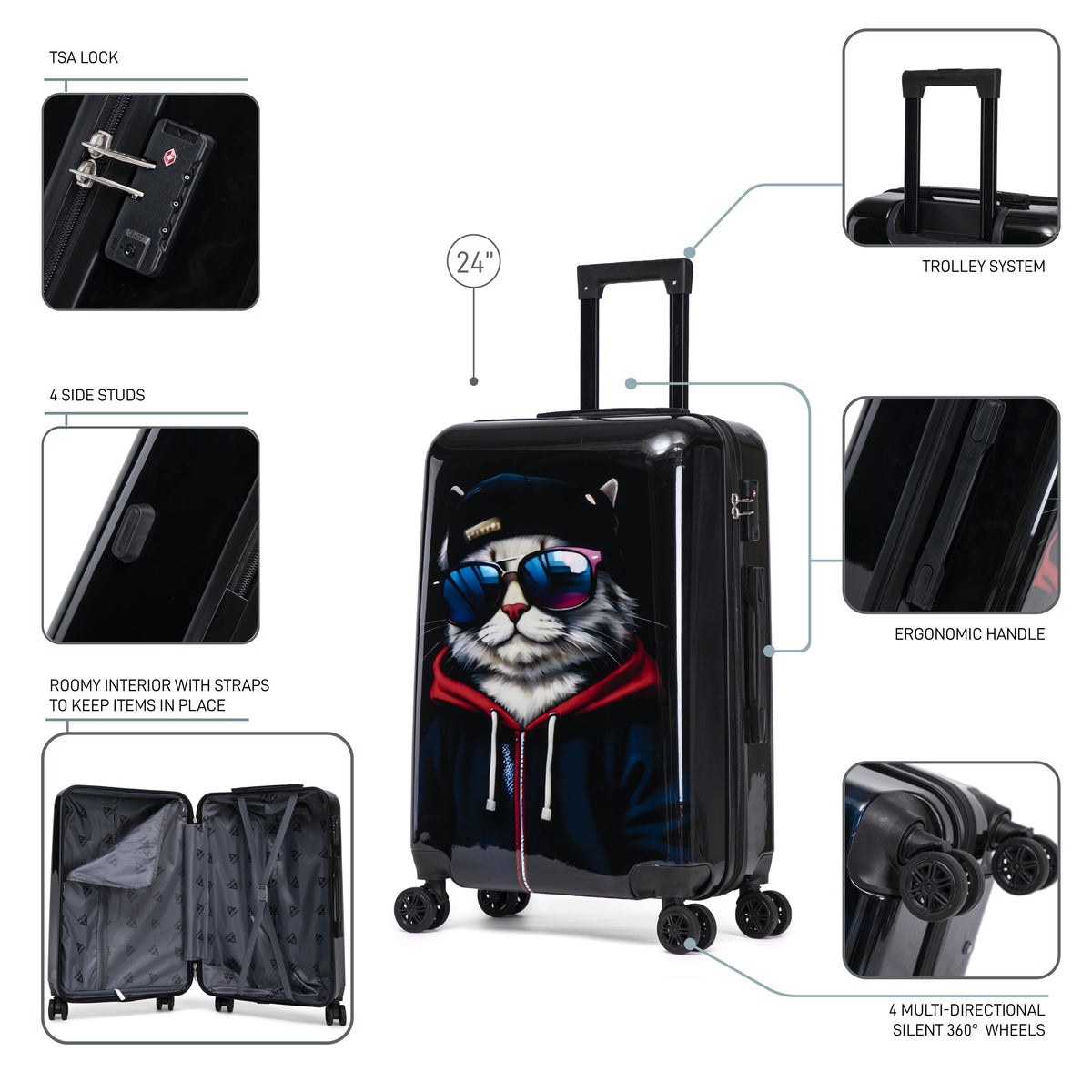 InUSA Prints 24" Hardside Spinner Checked Suitcase