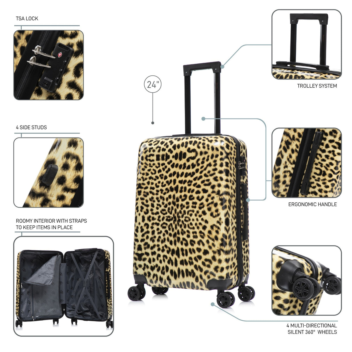 InUSA Prints 24" Hardside Spinner Checked Suitcase