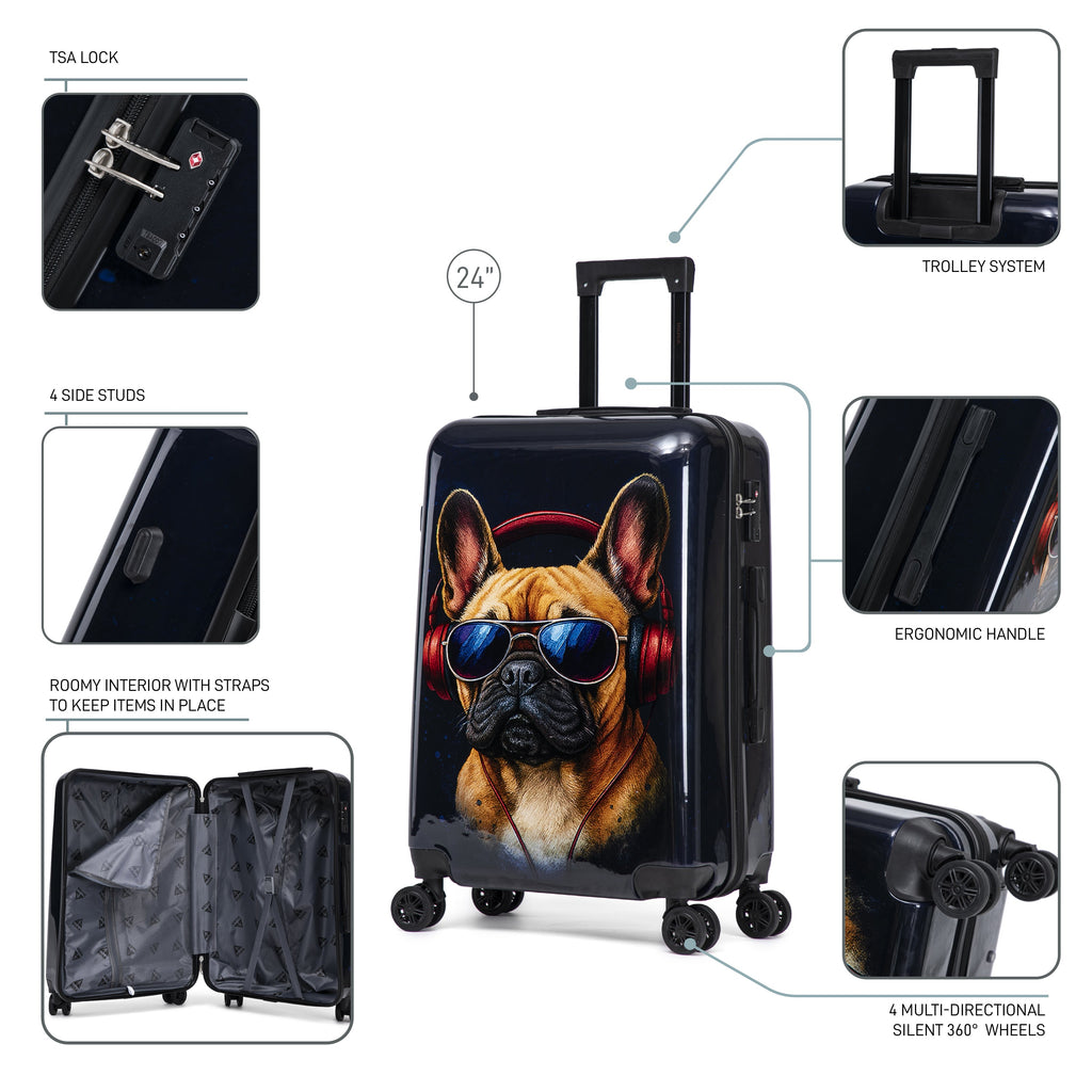 InUSA Prints 24" Hardside Spinner Checked Suitcase