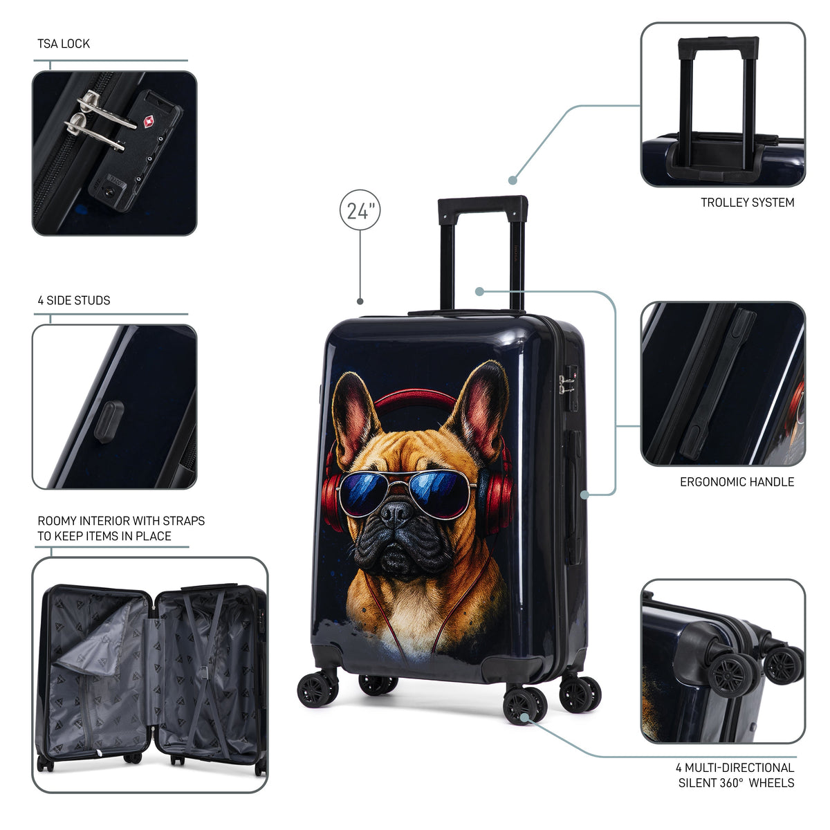 InUSA Prints 24" Hardside Spinner Checked Suitcase