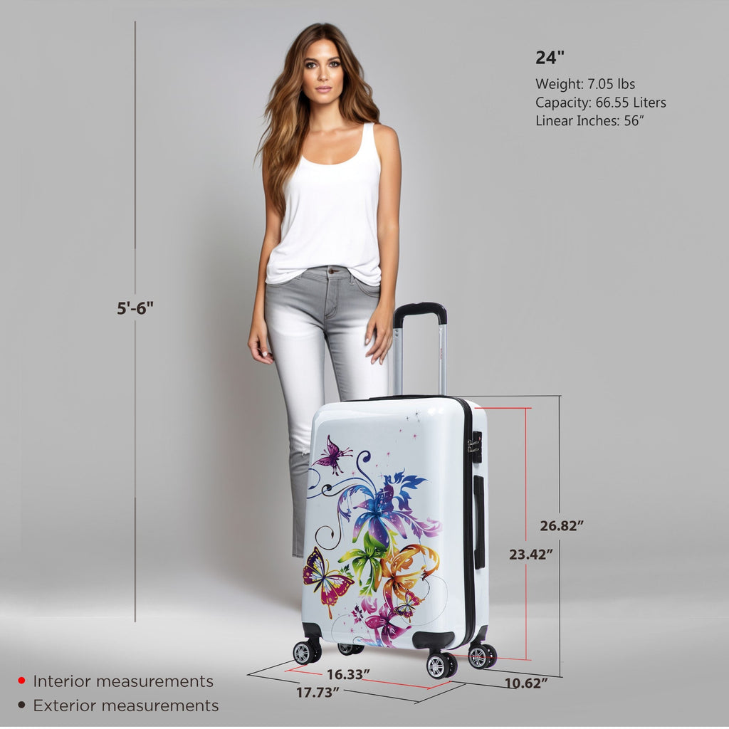 InUSA Prints 24" Hardside Spinner Checked Suitcase