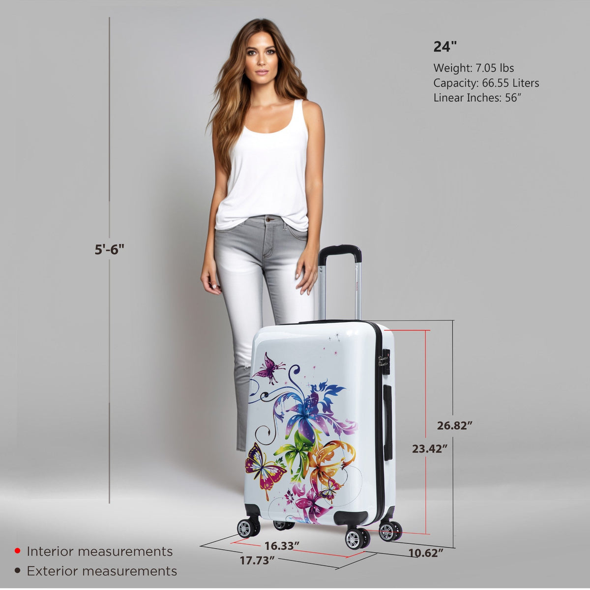 InUSA Prints 24" Hardside Spinner Checked Suitcase