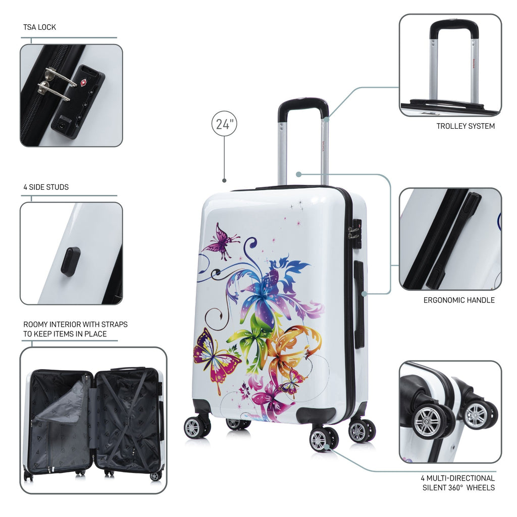 InUSA Prints 24" Hardside Spinner Checked Suitcase