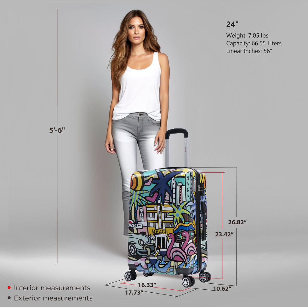 InUSA Prints 24" Hardside Spinner Checked Suitcase