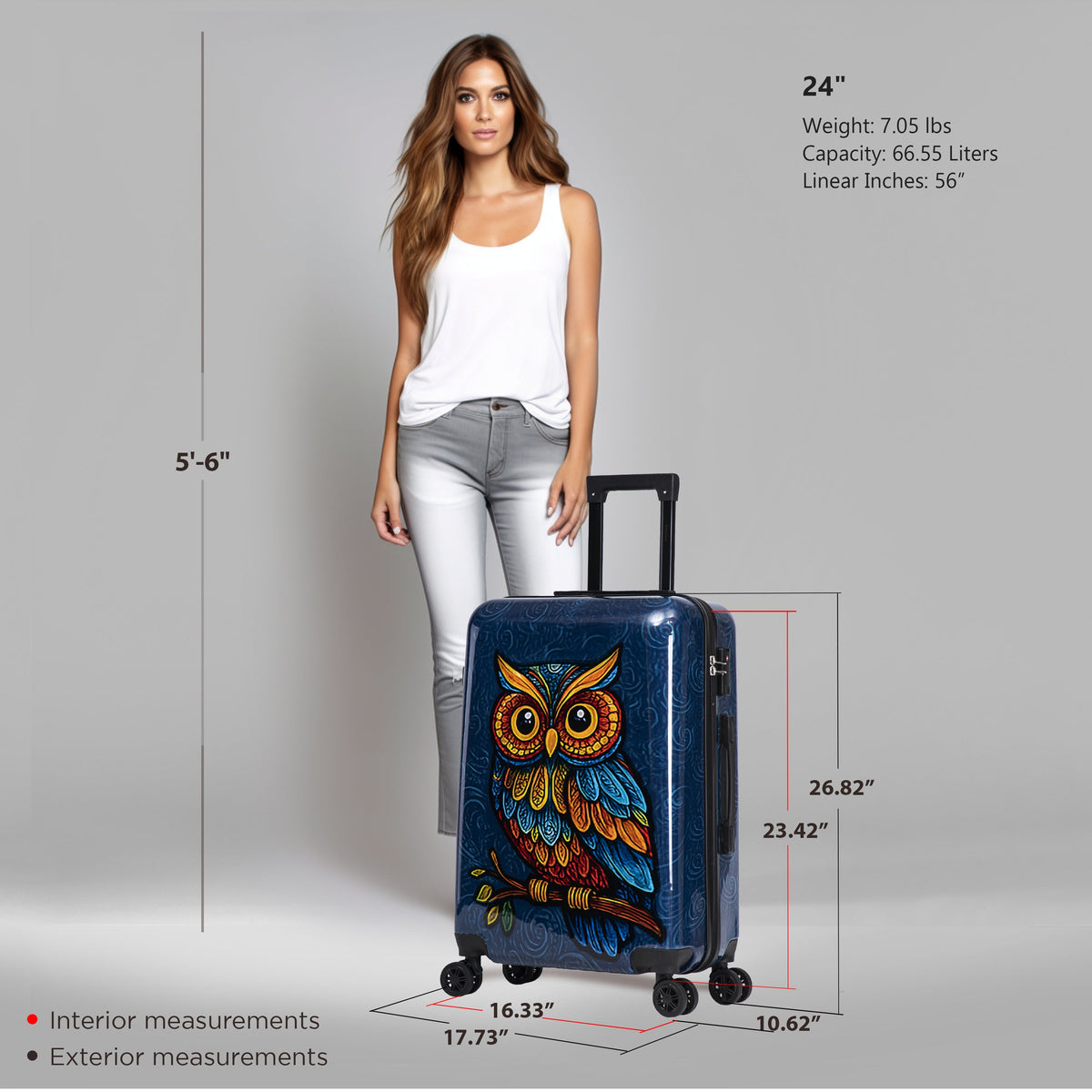 InUSA Prints 24" Hardside Spinner Checked Suitcase