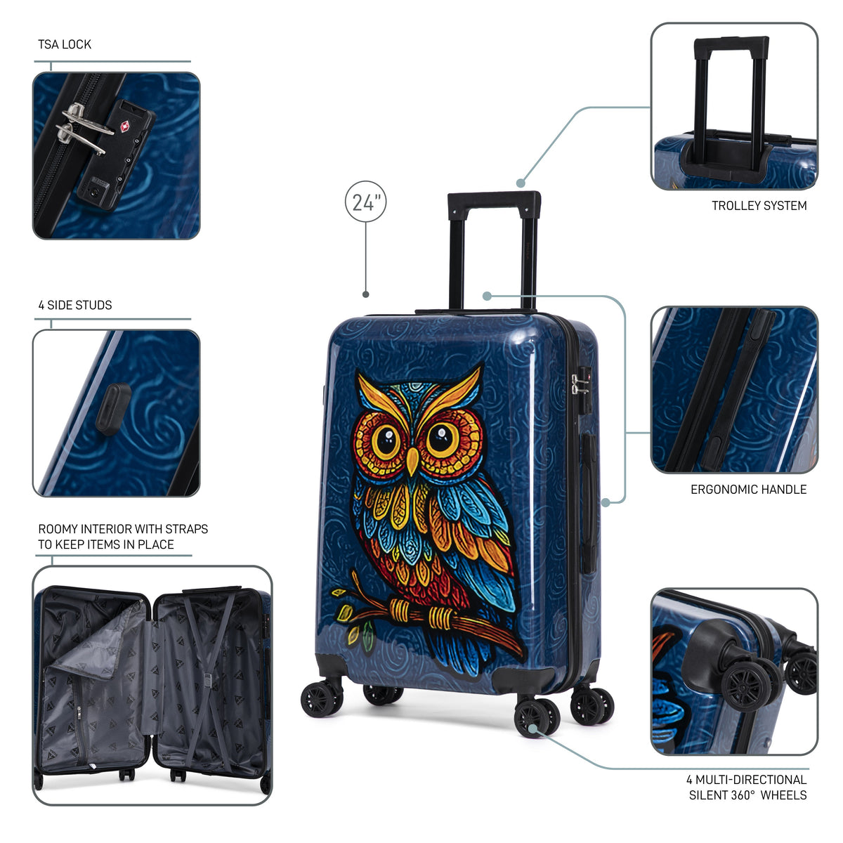 InUSA Prints 24" Hardside Spinner Checked Suitcase