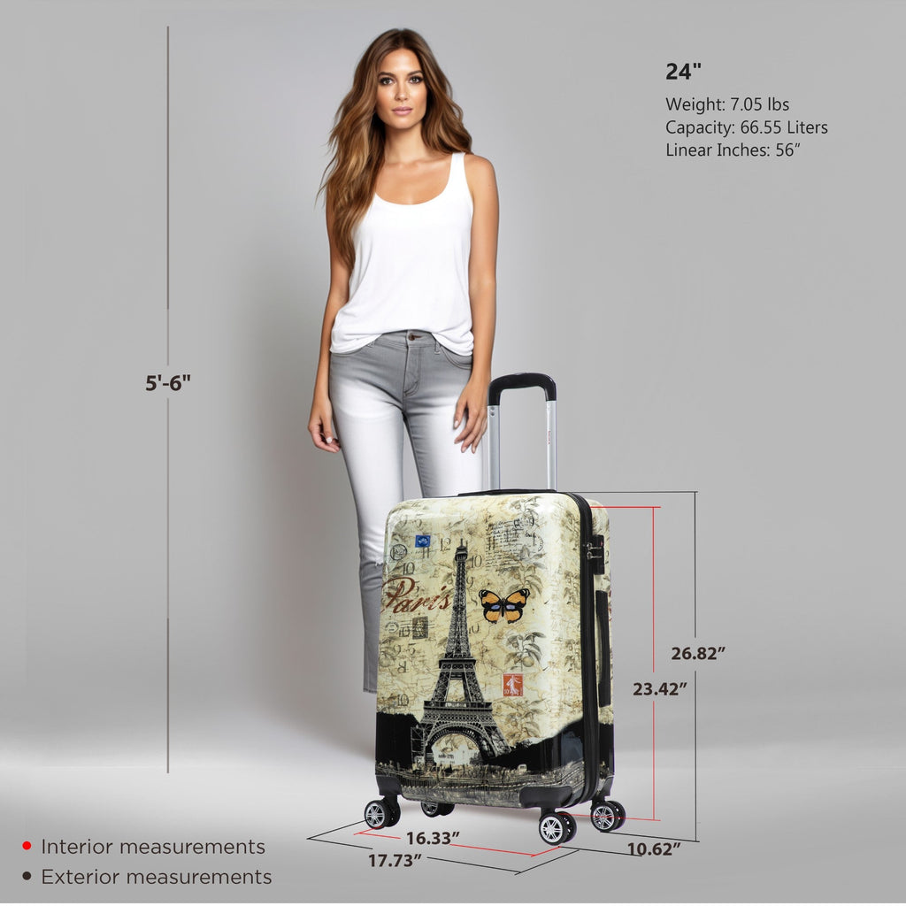 InUSA Prints 24" Hardside Spinner Checked Suitcase