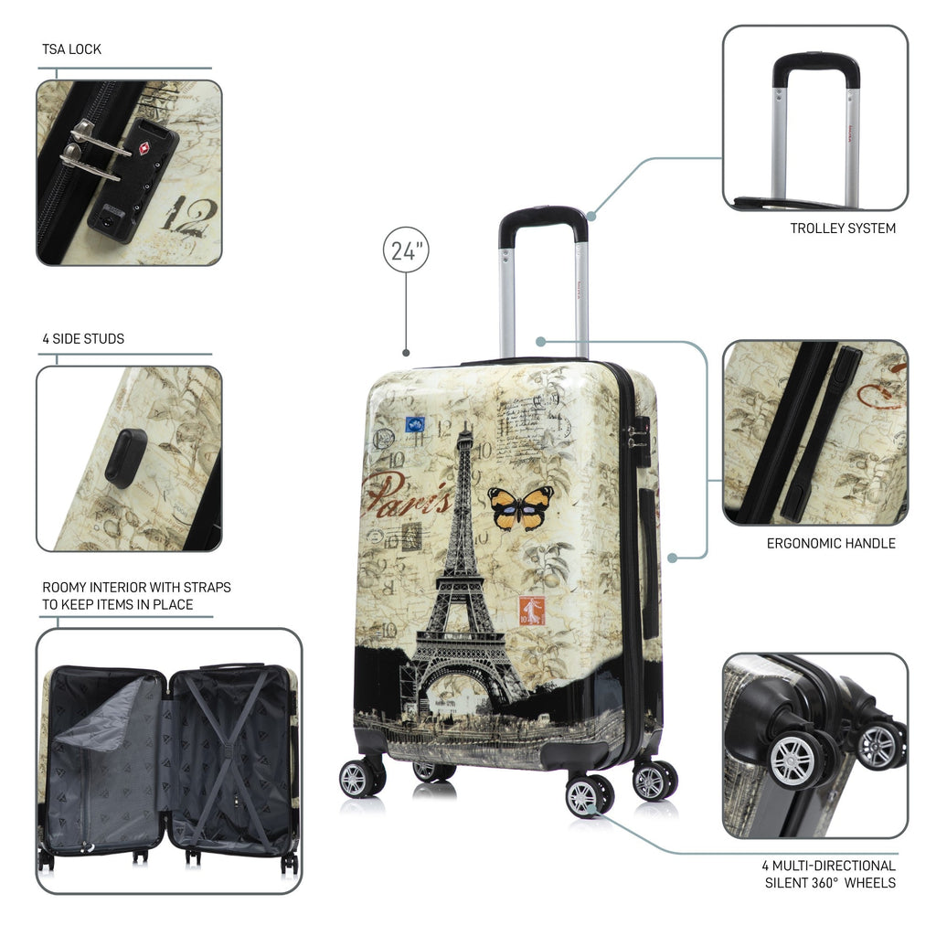 InUSA Prints 24" Hardside Spinner Checked Suitcase