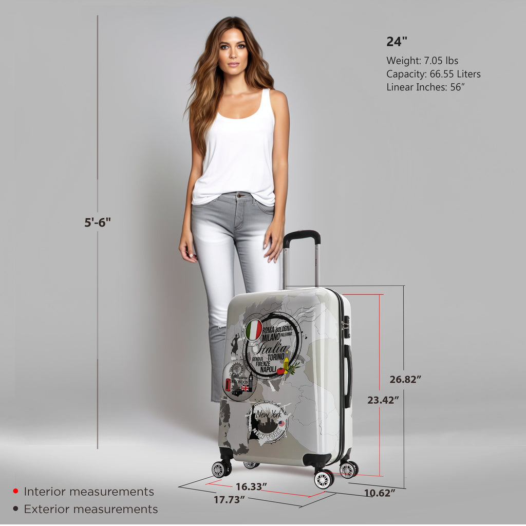 InUSA Prints 24" Hardside Spinner Checked Suitcase