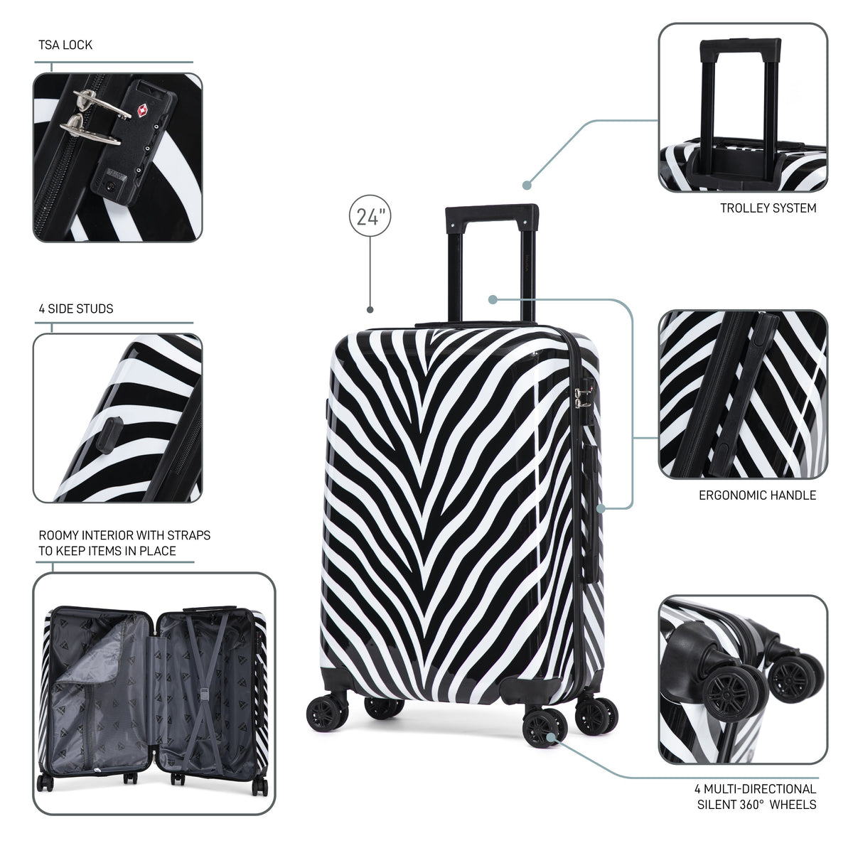 InUSA Prints 24" Hardside Spinner Checked Suitcase