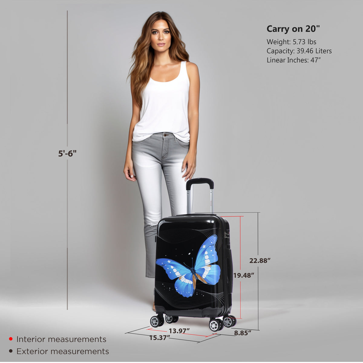 InUSA Prints Carry-On Hardside Spinner Luggage