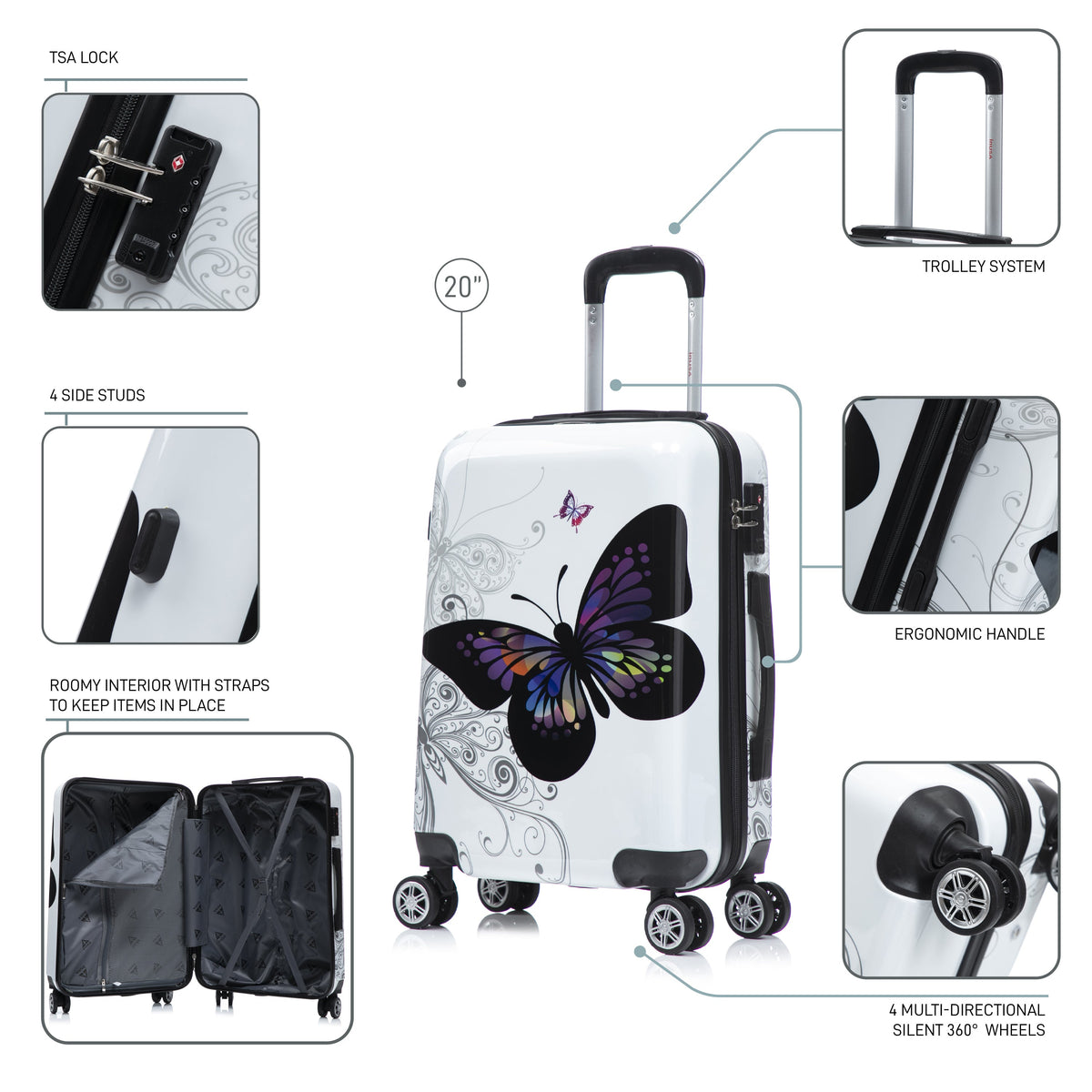 InUSA Prints Carry-On Hardside Spinner Luggage