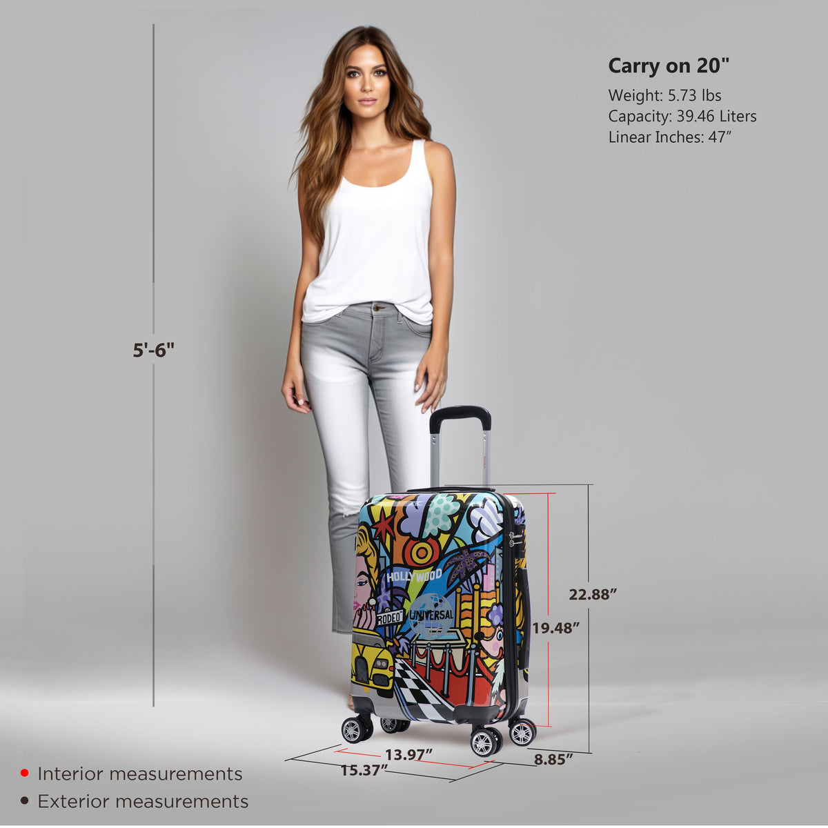 InUSA Prints Carry-On Hardside Spinner Luggage