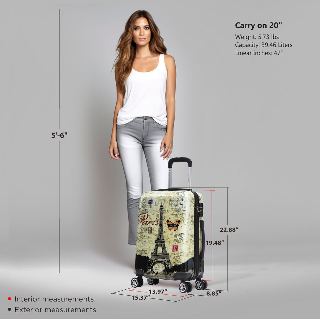 InUSA Prints Carry-On Hardside Spinner Luggage