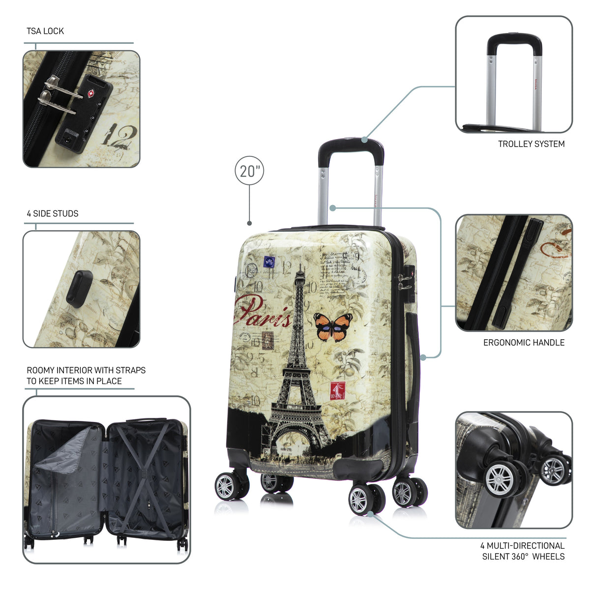 InUSA Prints Carry-On Hardside Spinner Luggage